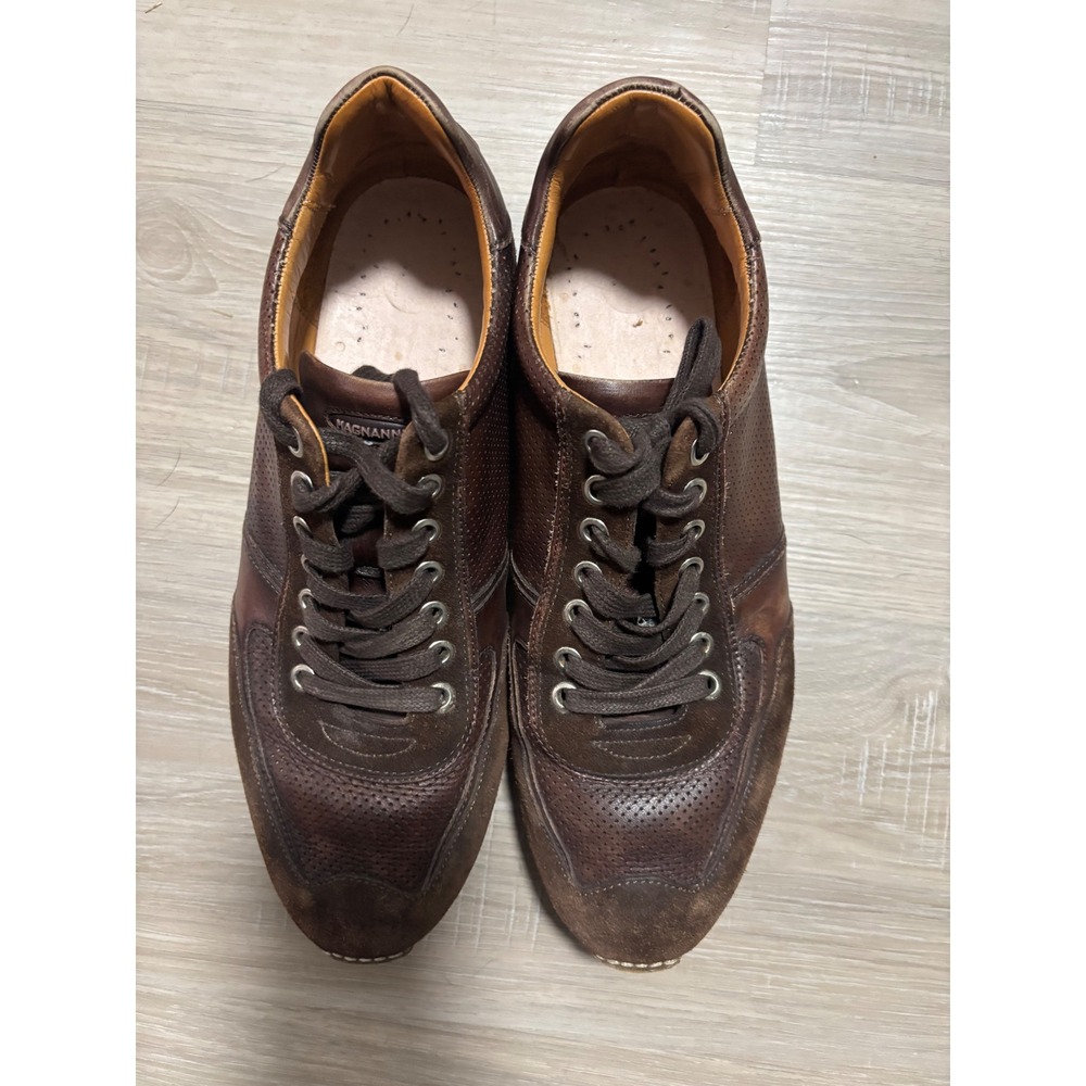Magnanni‎ Mens Brown Leather Suede Perforated Low Top Sneakers 15746 Size 8 M - Picture 4 of 9